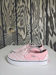 Vans Asher Powder Pink Checkerboard Sneaker Shoes Women's Size 8